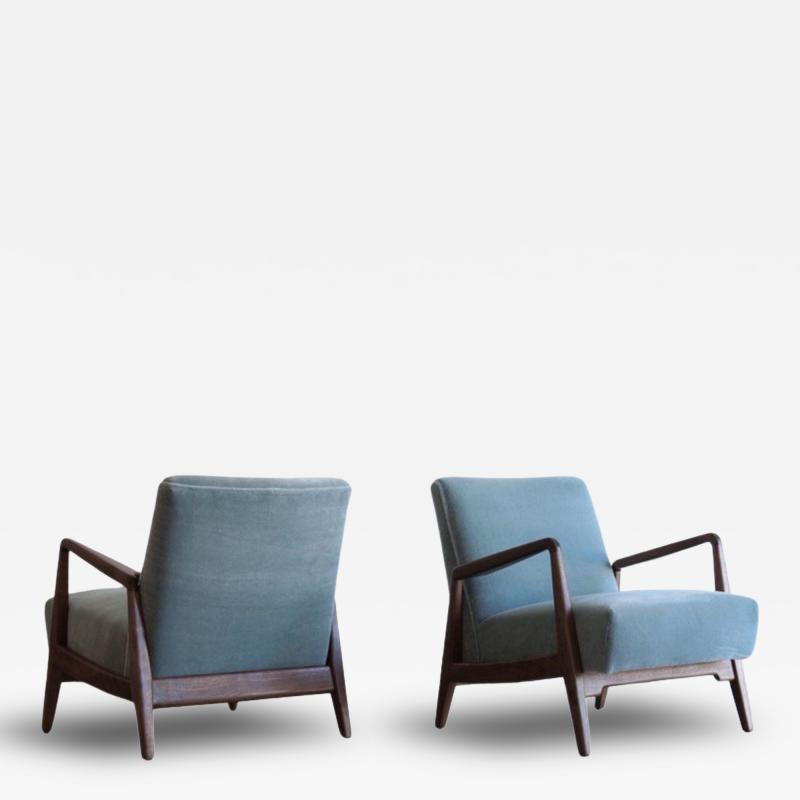 Jens Risom Walnut Lounge Chairs by Jens Risom C 1950s