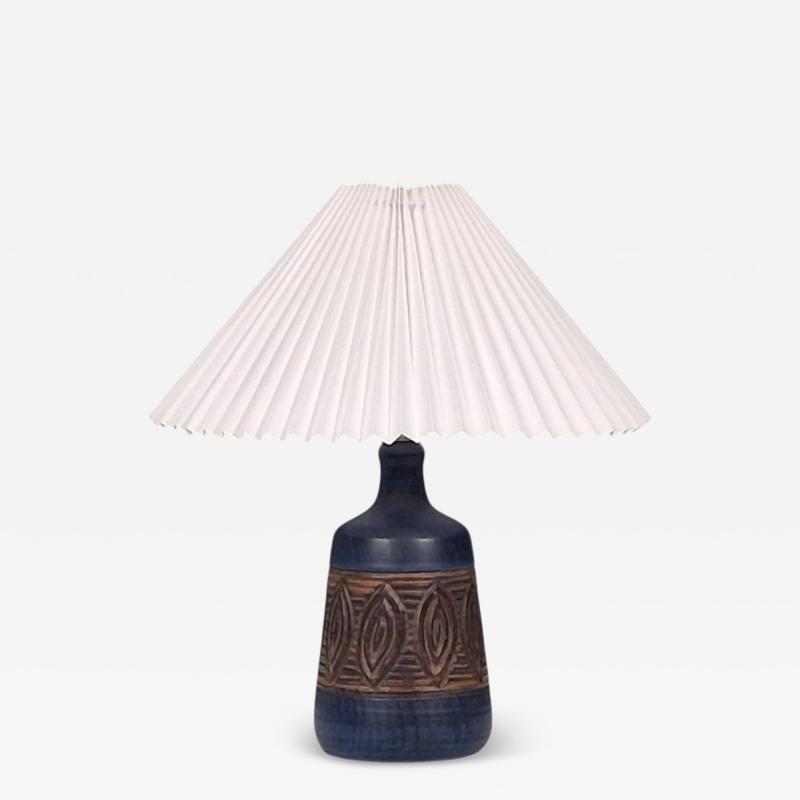 Jette Heller e Danish Modern Carved Stoneware Table Lamp Denmark c 1970s