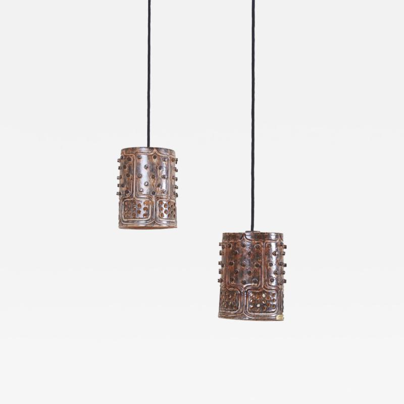 Jette Heller e Pair of unique Handmade Jette Helleroe Danish Modern Pendant Lamps 1960s