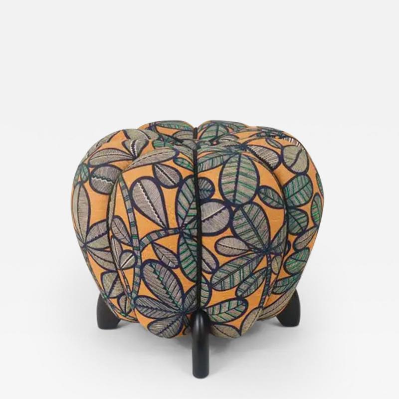 Jindrich Halabala Up to 3 Art Deco Jindrich Halabala Stool Leaf Pattern Pouf Ottoman 1930s