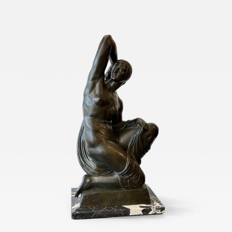 Jo Descomps French Art Deco Cire Perdue Bronze Nude by Jo Descomps