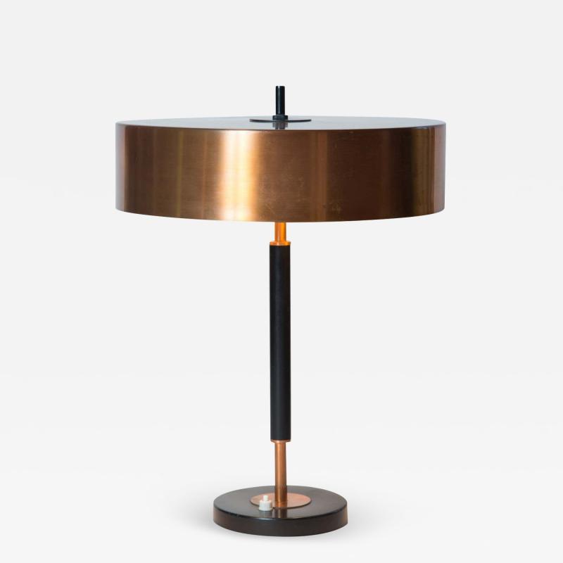Jo Hammerborg 1950s Jo Hammerborg Copper and Black Lacquered Metal Table Lamp Fog M rup
