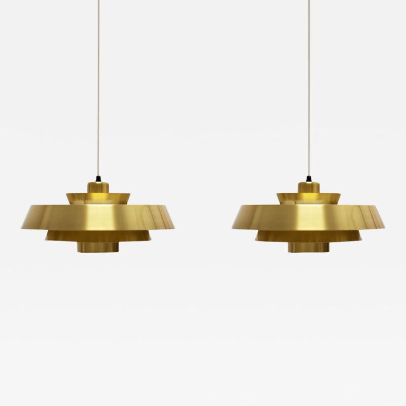 Jo Hammerborg Nova Brass Pendant Light by Jo Hammerborg for Fog M rup 1960s Set of 2