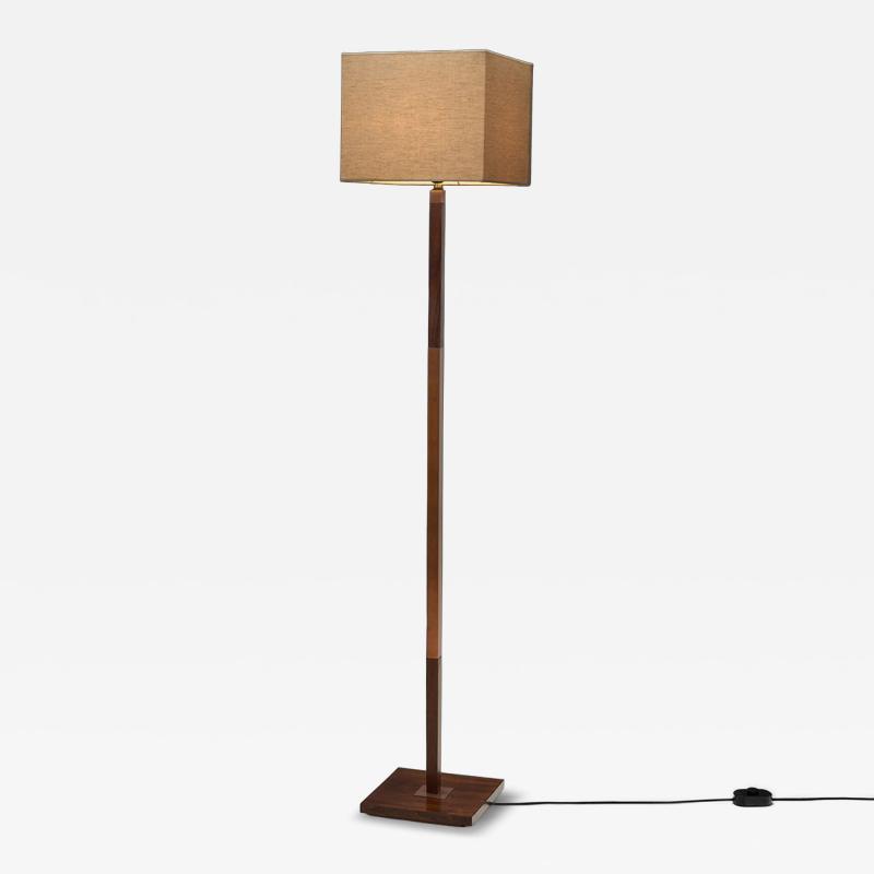Jo Hammerborg Wood Veneer and Copper Kardinal Floor Lamp by Jo Hammerborg Denmark 1960s