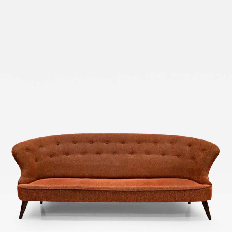 Joaquim Tenreiro 1960s Brazilian Modern Sofa Concha in Hardwood Fabric by Joaquim Tenreiro