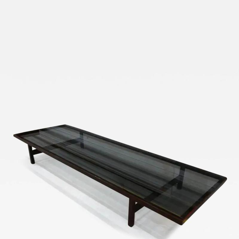 Joaquim Tenreiro Brazilian Modern Coffee Table in Hardwood Glass Joaquim Tenreiro 1950s