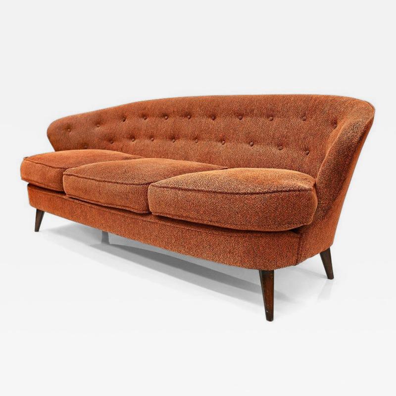 Joaquim Tenreiro Concha Sofa in Hardwood Chenille Joaquim Tenreiro 1960s Lot 333A