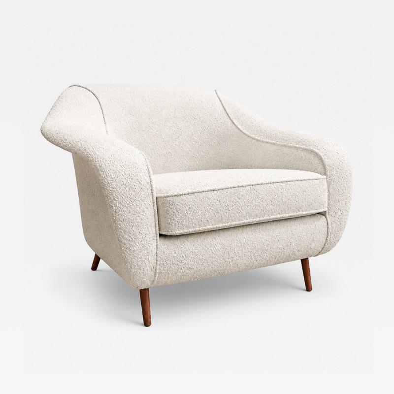 Joaquim Tenreiro Curva Armchair with Tubular Legs in Boucl by Joaquim Tenreiro for Langenbach