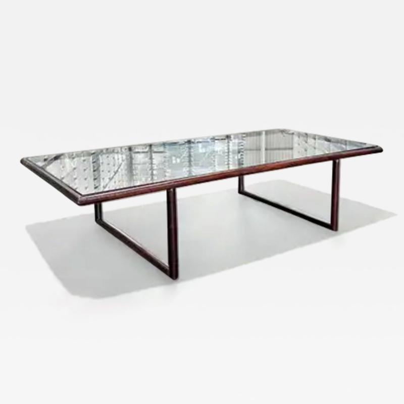 Joaquim Tenreiro Mid Century Modern Coffee Table in Hardwood Glass Joaquim Tenreiro c 1960s