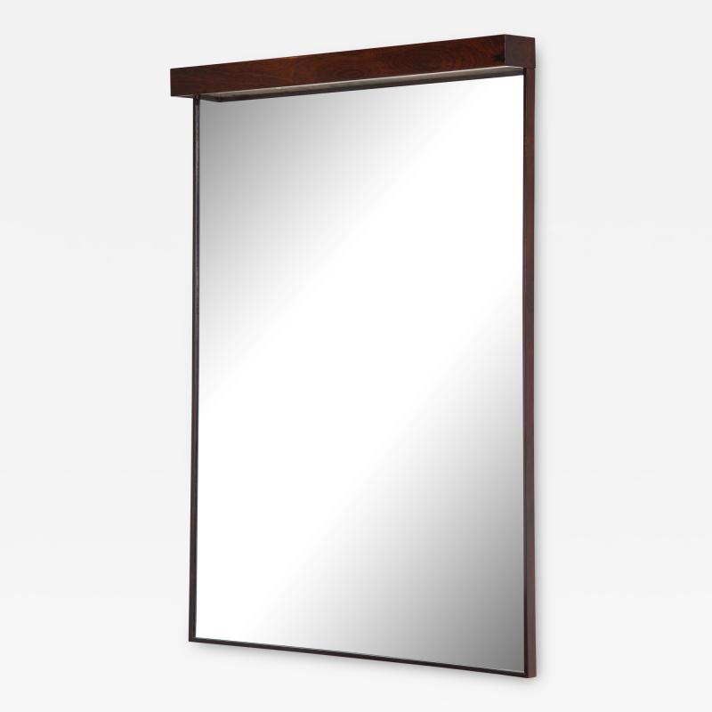 Joaquim Tenreiro Mid Century Modern Wall Mirror with Built in Light by Joaquim Tenreiro Brazil