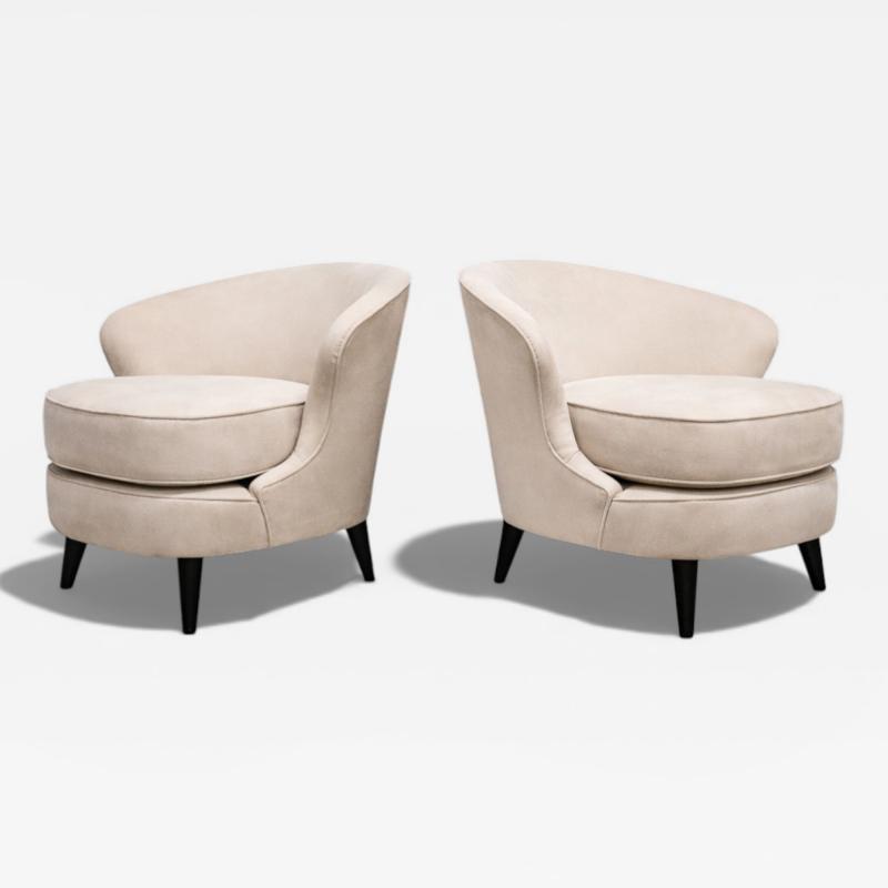 Joaquim Tenreiro Pair of Concha Armchairs in Grey Ultra Suede Joaquim Tenreiro 1960s