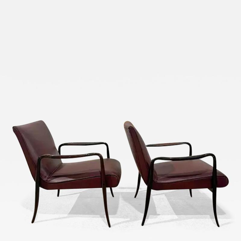 Joaquim Tenreiro Pair of Leve armchairs in hardwood leather by Joaquim Tenreiro 1942 Brazil