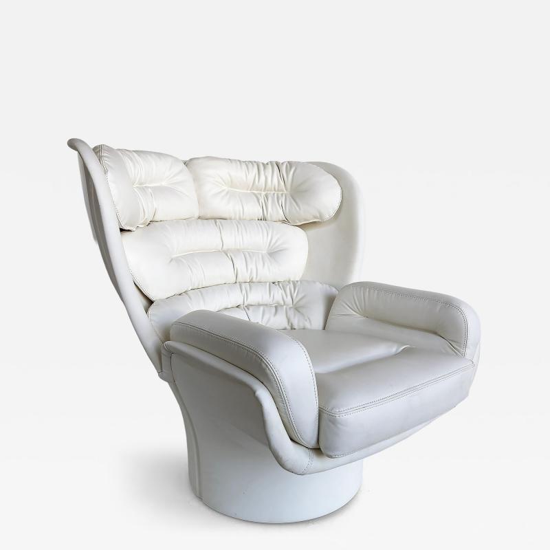 Joe Colombo Joe Colombo Elda Swivel Chair Fratelli Longhi White Leather 4 Available