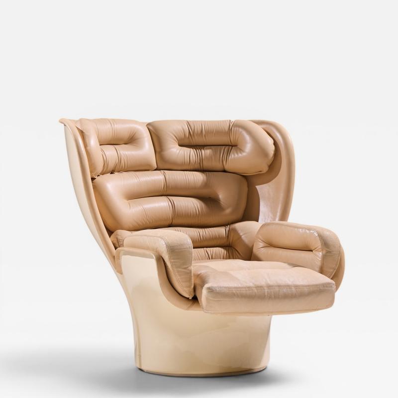 Joe Colombo Joe Colombo for Comfort Model 1005 Fiberglass and Leather Elda Lounge Chair