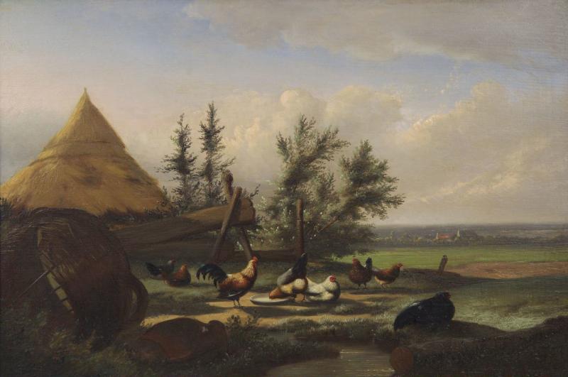 Johan Lodewijk Van Leemputten Countryside Fowl oil on panel c 1868 Johan Lodewijk Van Leemputten
