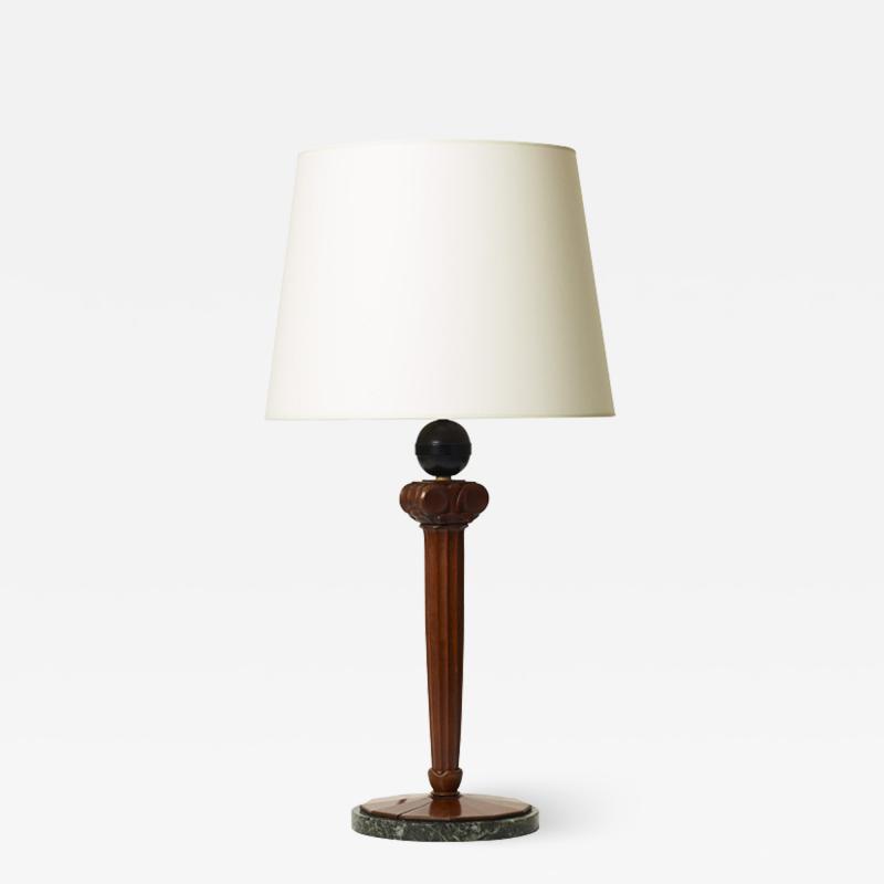 Johan Rohde Table lamp in finely carved mahogany by Johan Rohde