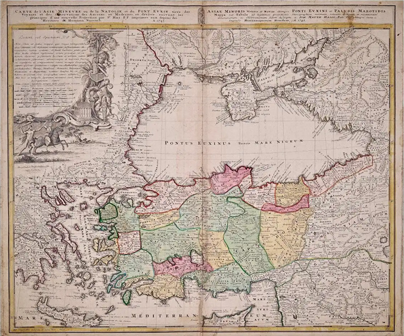 Johann Baptist Homann Hand Colored 18th Century Homann Map of the Black Sea Turkey and Asia Minor