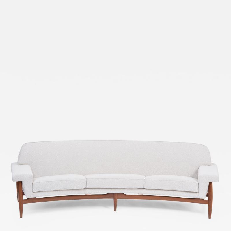 Johannes Andersen Large white reupholstered Midcentury sofa by Johannes Andersen for Trensum