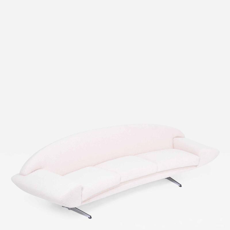 Johannes Andersen Midcentury Capri sofa by Johannes Andersen reupholstered in white teddy fur