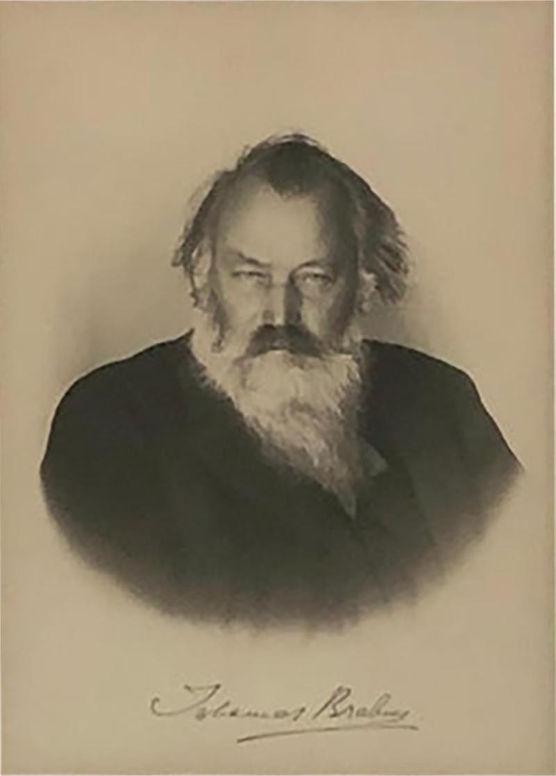 Johannes Brahms Johannes Brahms Composer Historic Hand Autographed in Ink Engraving Etching