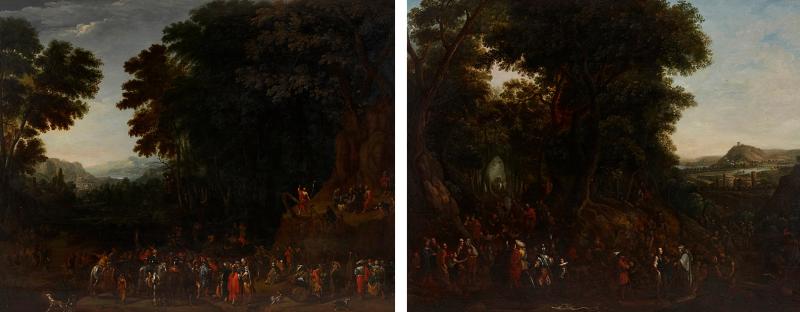 Johannes Jakob Hartmann Two oil on panel Old Master landscape paintings by Johannes Jakob Hartmann