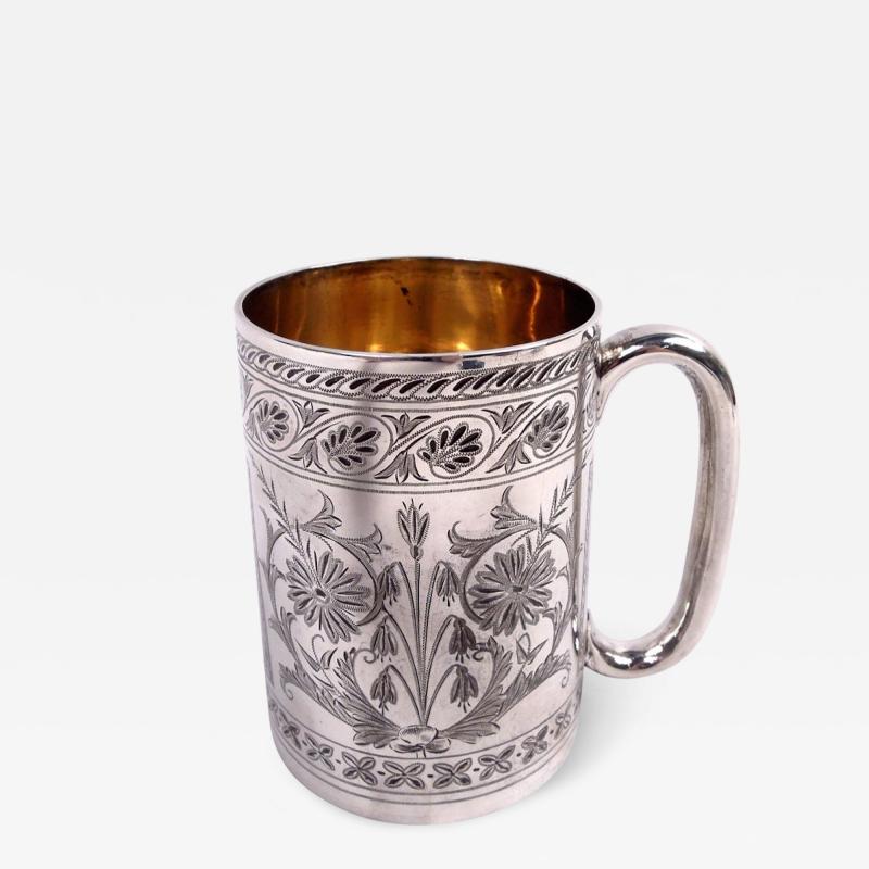 John Aldwinckle Elkington English Victorian Classical Sterling Silver Baby Cup 1880