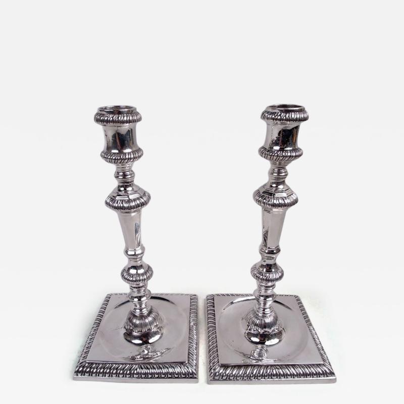 John Arnell Pair of English Georgian Sterling Silver Candlesticks 1766
