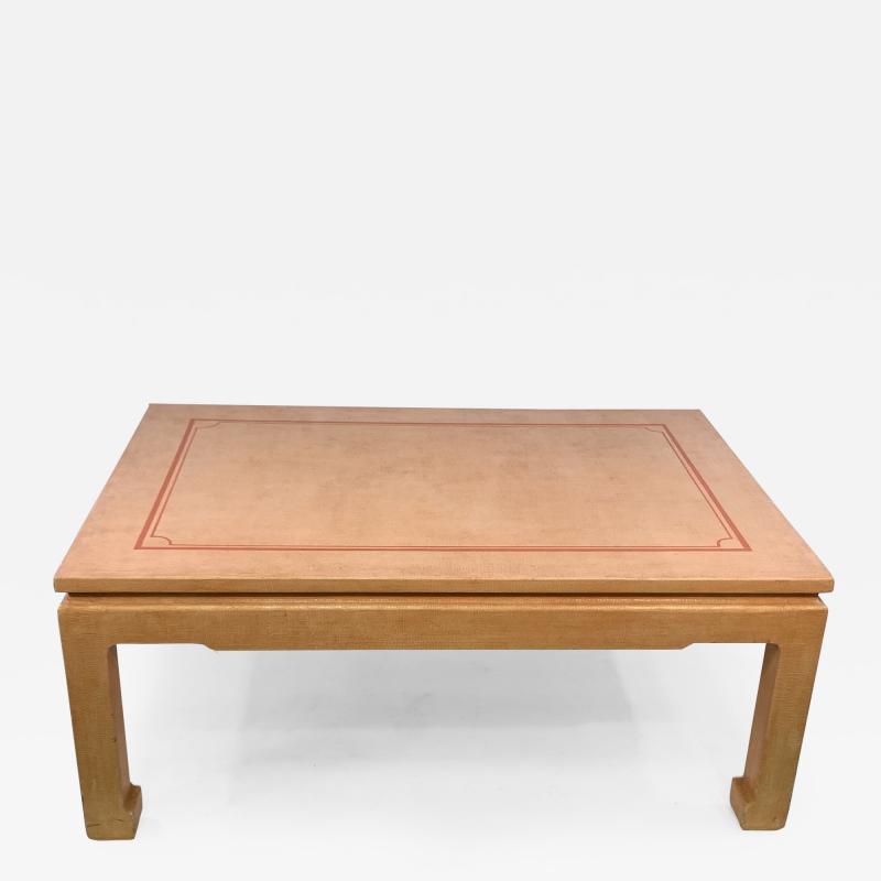 John Auberac SIGNED MODERN GRASSCLOTH TEXTURED COFFEE TABLE