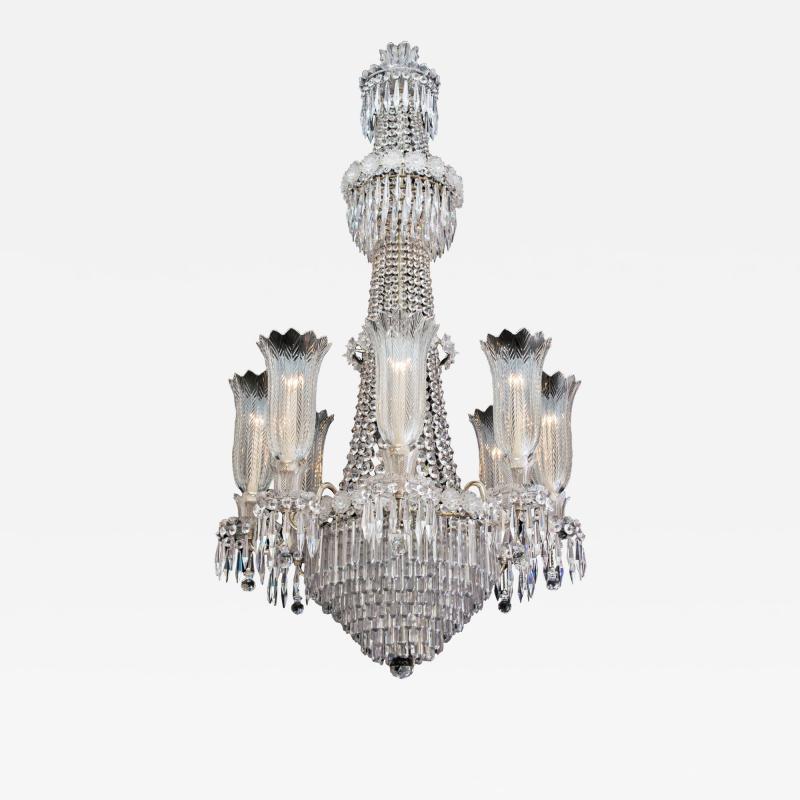 John Blades A LARGE EIGHT LIGHT REGENCY TENT AND WATERFALL CHANDELIER OF THE FINEST QUALITY