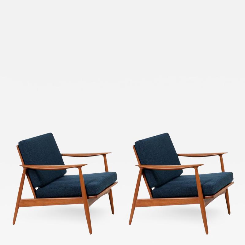 John Bone Danish Modern Sculpted Teak Lounge Chairs by John Bone
