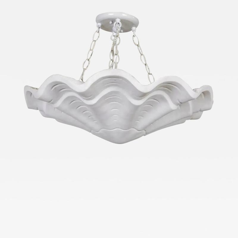 John Dickinson John Dickinson Style White Plaster Shell Form Pendant Light Fixture