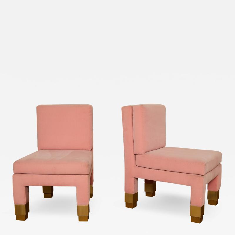 John Dickinson Pair of John Dickinson Pink Upholstered Chairs