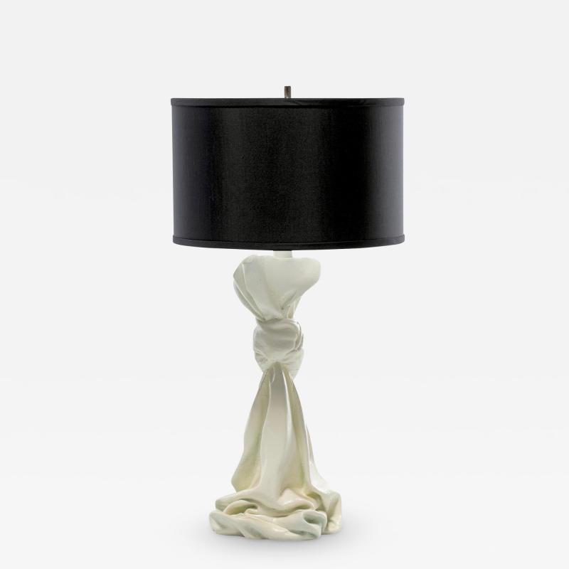 John Dickinson Surrealist John Dickinson Style Plaster Draped Knotted Fabric Lamp c 1970s