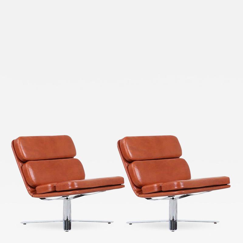 John Follis John Follis Solo Cognac Leather Lounge Chairs for Fortress