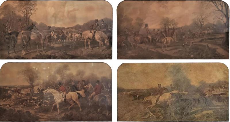 John Frederick Herring Set of Four Original Engravings of Hunting Scenes by John Frederick Herring Snr