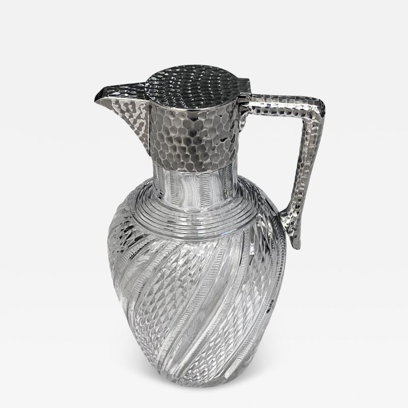 John Grinsell Antique English Sterling Silver and Glass Claret Jug John Grinsell