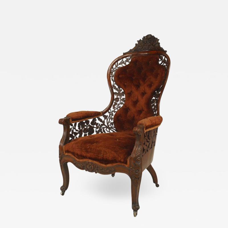 John Henry Belter Victorian Rosewood Berga Arm Chair