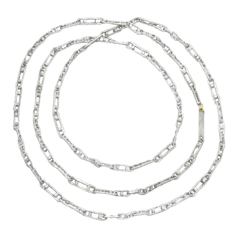 John Iversen One of a Kind White Sterling Silver Handmade Link Chain Necklace John Iversen