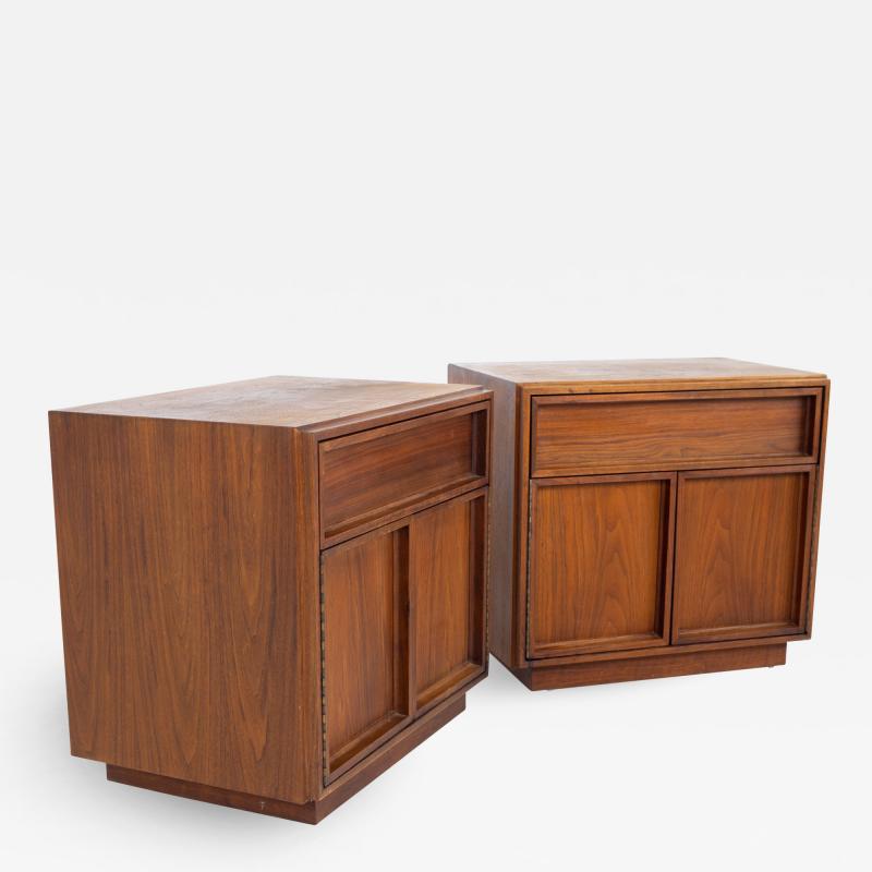 John Kapel John Keal for Brown Saltman Mid Century Walnut Nightstands A Pair