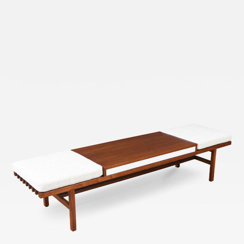 John Keal California Modern Slatted Bench Coffee Table by John Keal