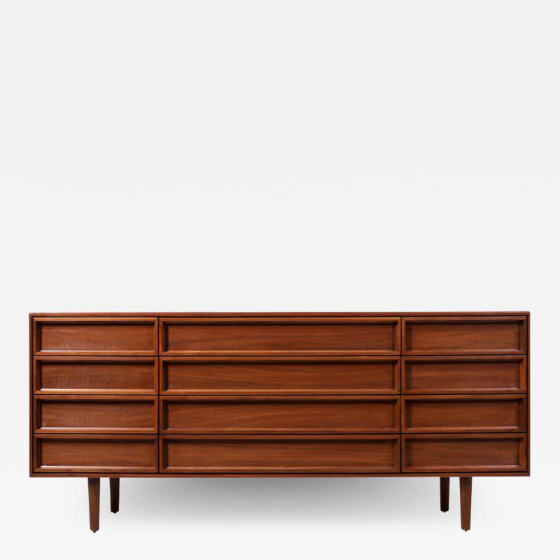 John Keal John Keal 12 Drawers Walnut Dresser for Brown Saltman