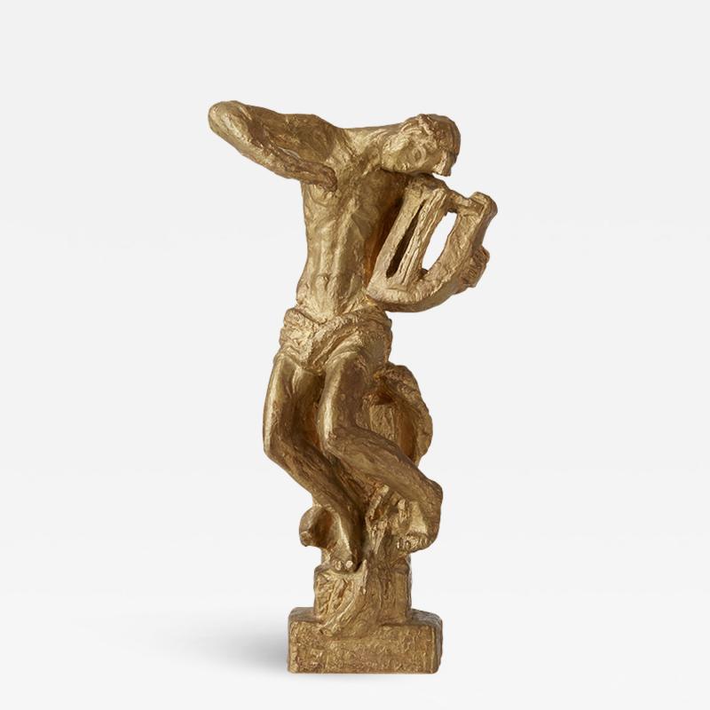 John Lundquist Sculpture of a Man Playing Lyre by John Lundquist