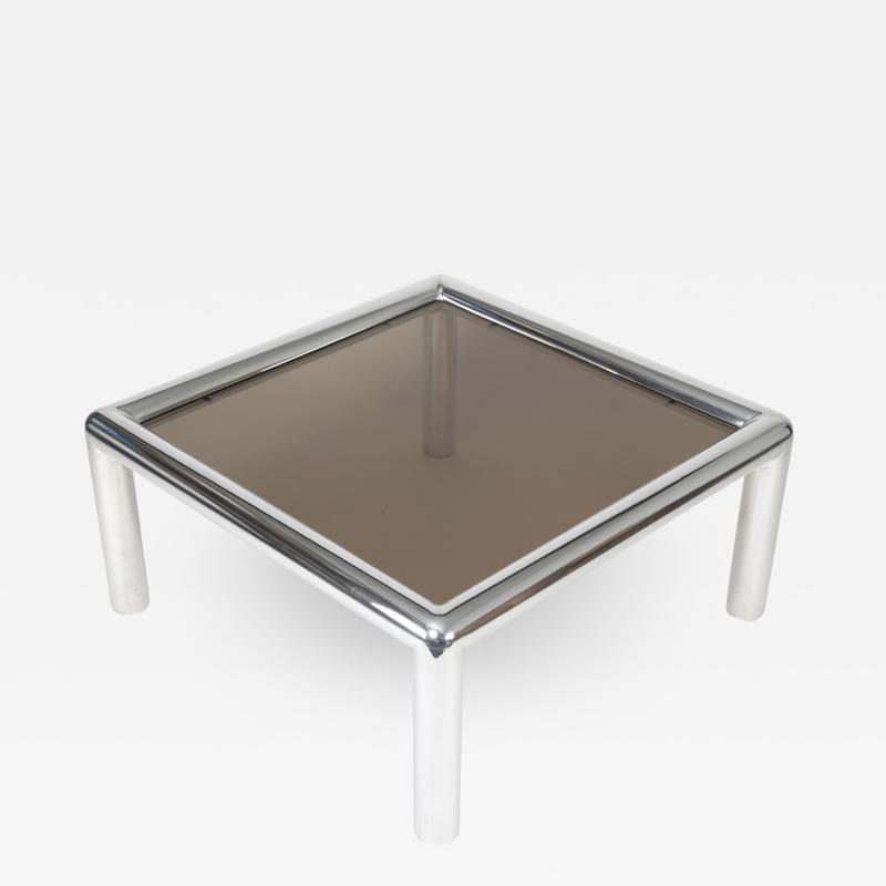 John Mascheroni 1960s Aluminum And Smoked Glass John Mascheroni 1960s Aluminum And Smoked Glass Tubo Coffee Table