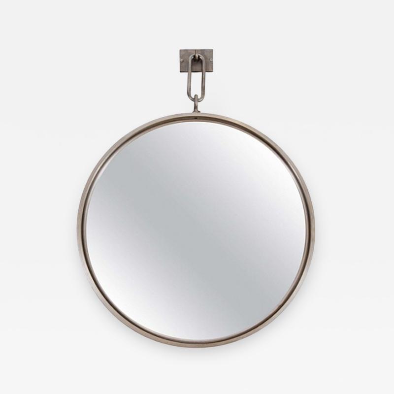 John McDevitt A 28 Patinated Steel Circular Pendant Mirror