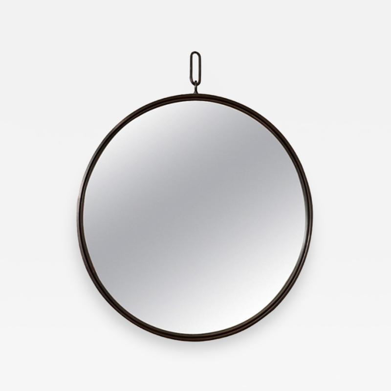 John McDevitt A 42 Patinated Steel Circular Pendant Mirror