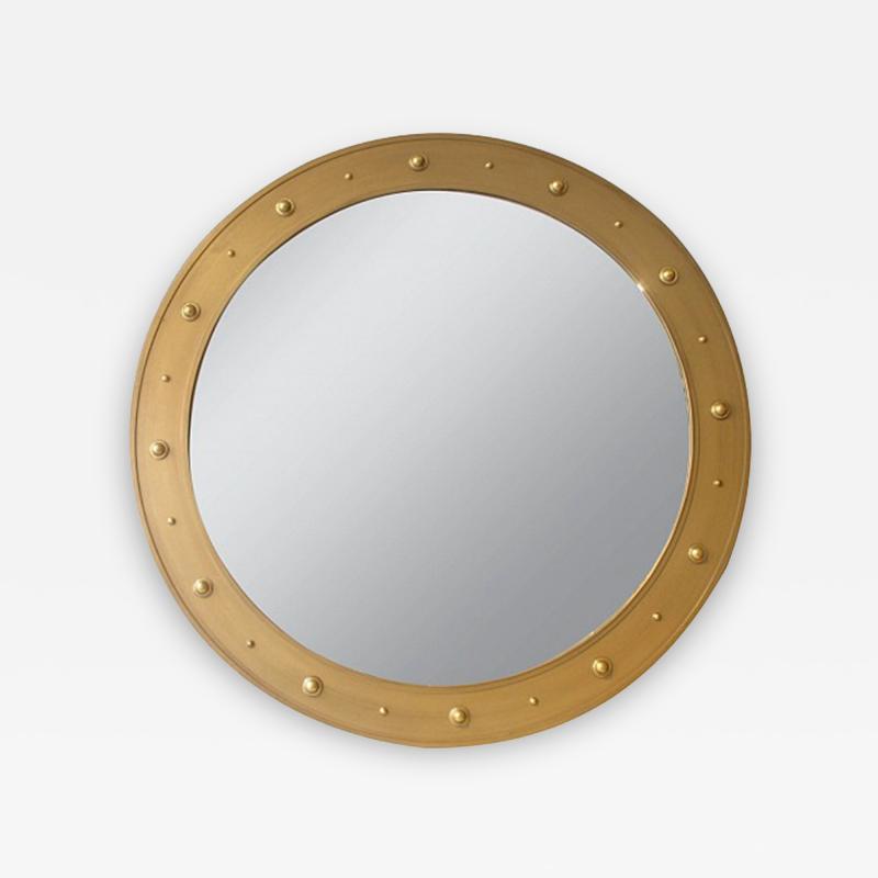 John McDevitt A 57 5 Circular Steel Mirror with Bosses in Gold Finish