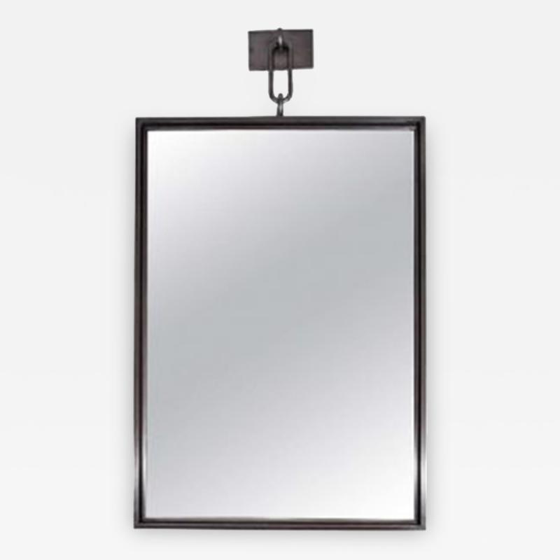 John McDevitt A Patinated Steel Rectangular Pendant Mirror Larger Size