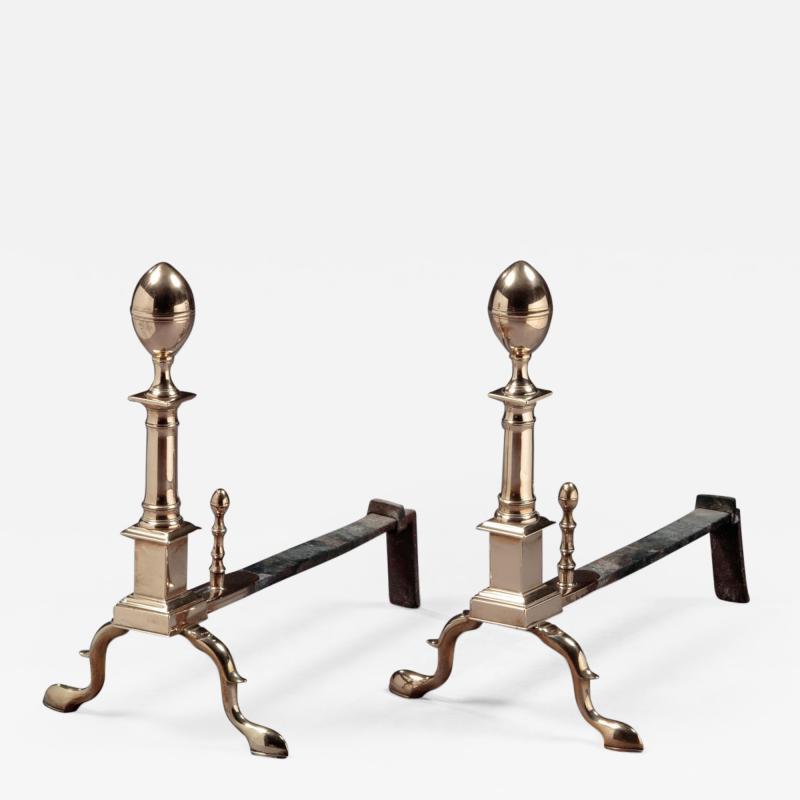 John Molineaux Pair of Bell Metal Andirons made by John Molineaux