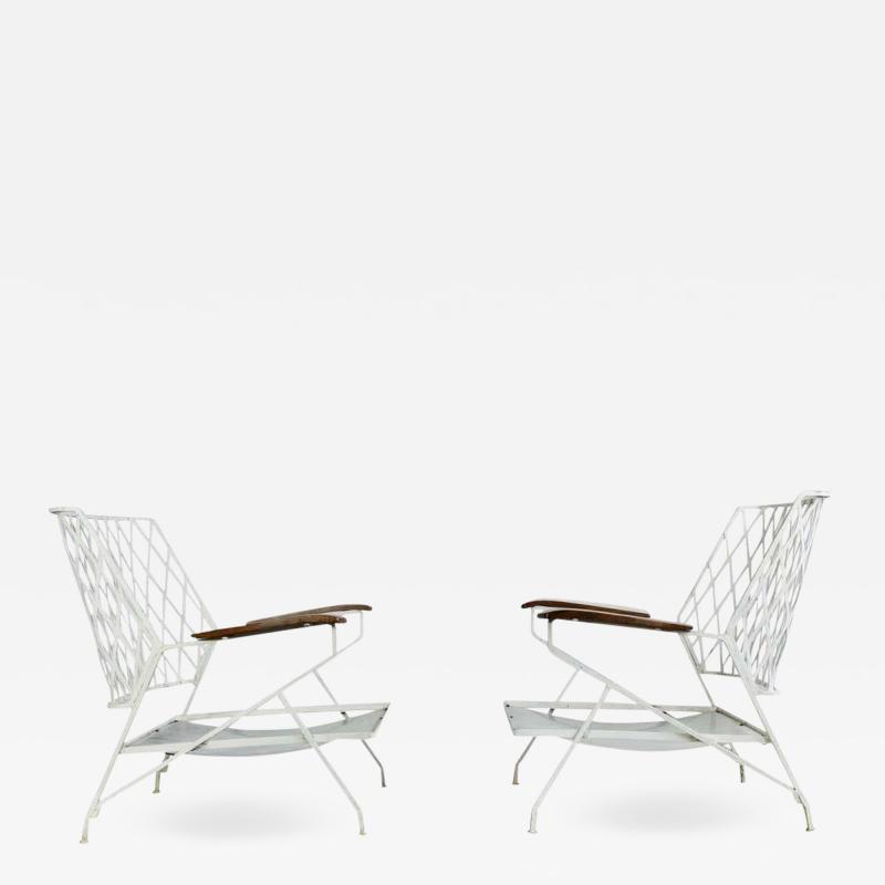 John Salterini 1950s Salterini Iron Lounge Chairs a Pair