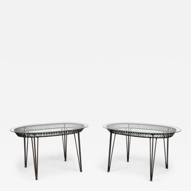 John Salterini American Mid Century Outdoor Iron Ribbon Oval Dining Tables